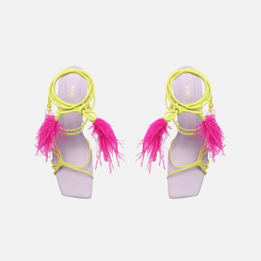 Arezzo Vibrant Feathered Women's Sandals - Picture 3 of 10